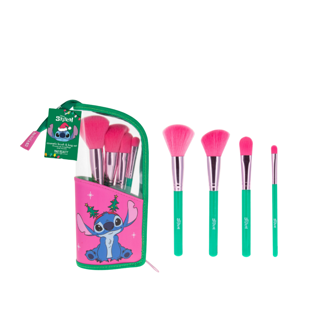 Mad Beauty Disney Stitchmas Cosmetic Brush & Bag Set
