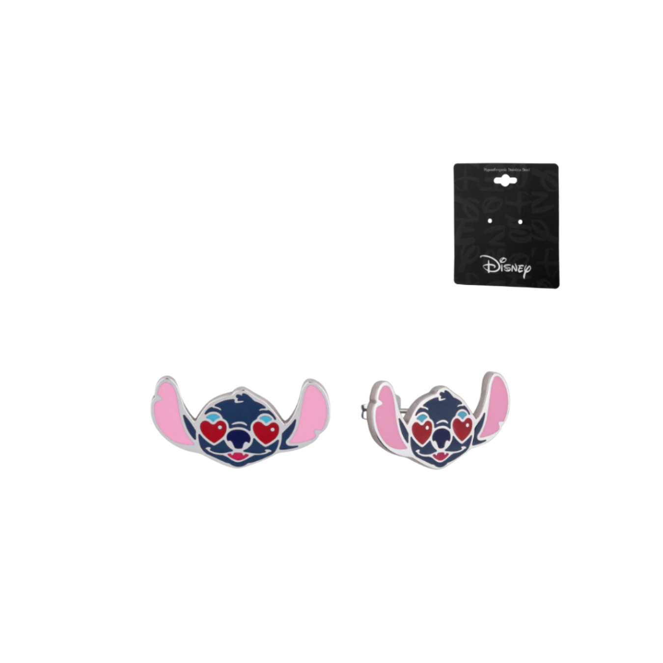 Disney Lilo and Stitch Heart Eyes Enamel Necklace & Studs